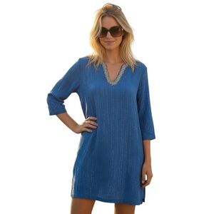 Lilly Pulitzer Euro Summer Tunic Dress Blue Resort Spring Break Cover Up Small